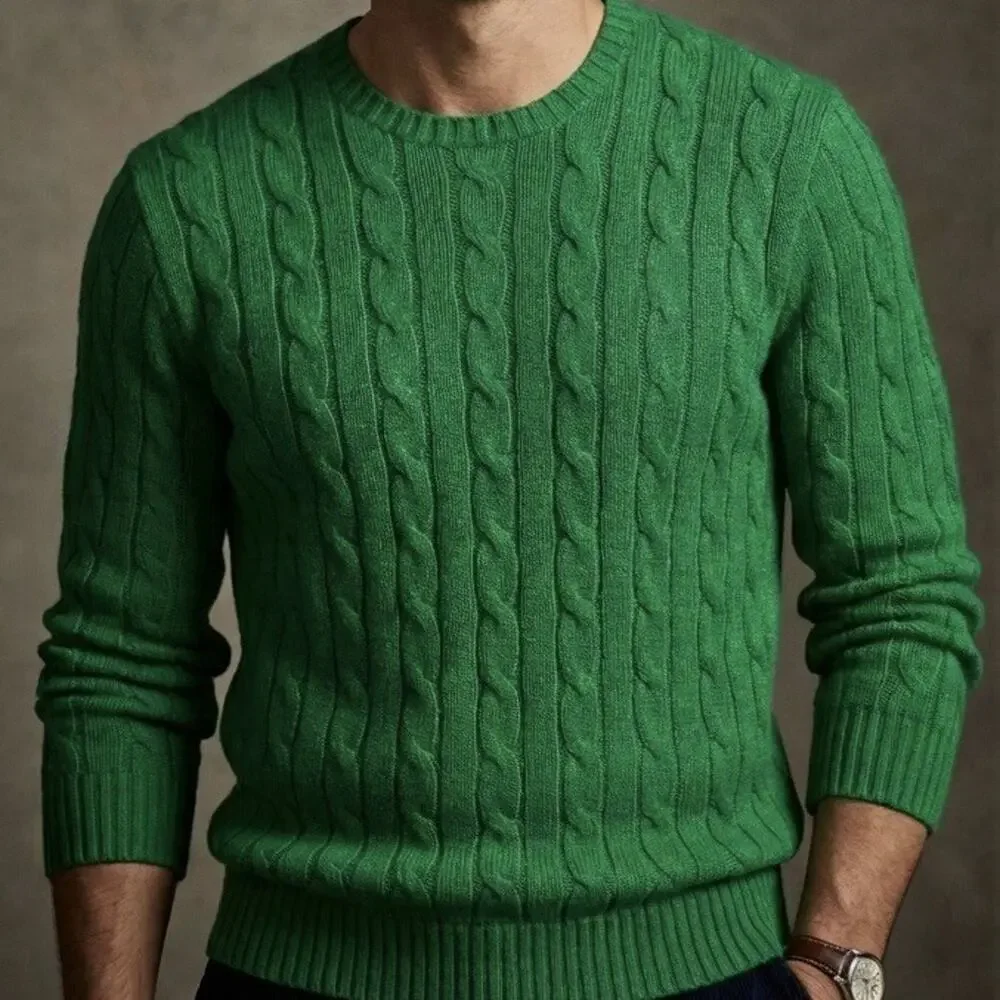 Polo Ralph Lauren Iconic Cable Knit Cashmere Sweater XL Blue Label $498 NWT - Picture 2 of 11